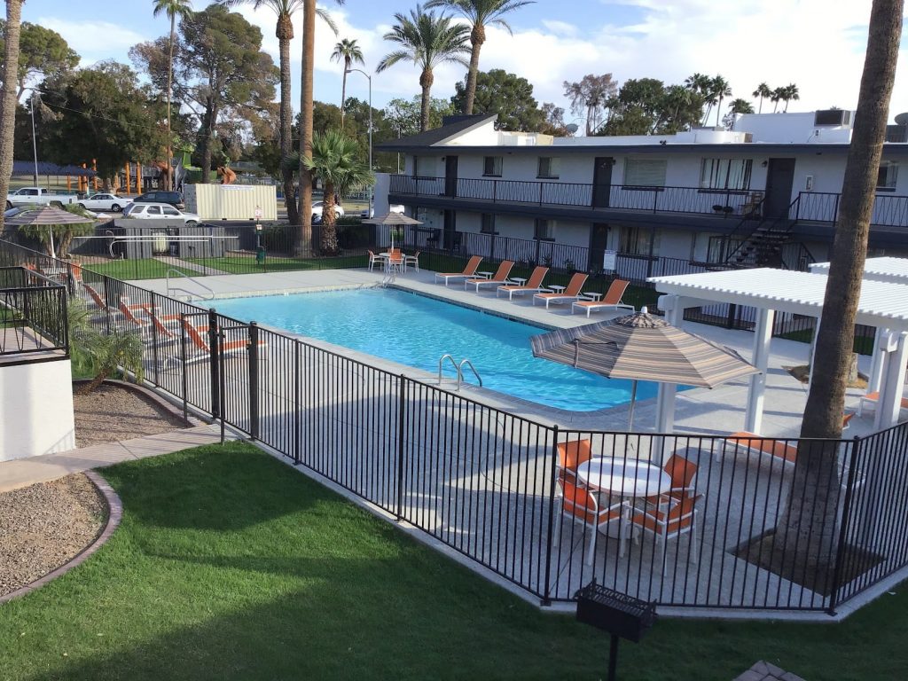 View of haven on the rail pool after renovation